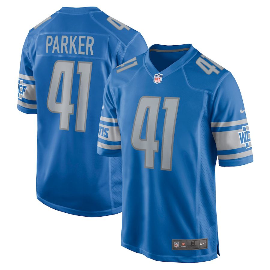 Men Detroit Lions 41 AJ Parker Nike Blue Game NFL Jersey